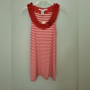 Max Studio Women Sleeveless Tank Top Shirt Trapezee A Line Striped Red White Med